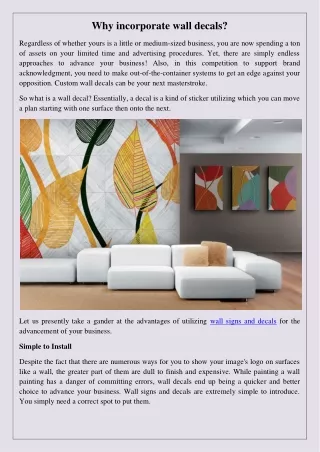 why incorporate wall decals