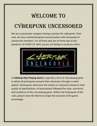 Tabletop Role Playing Game, Cyberpunk Game Play
