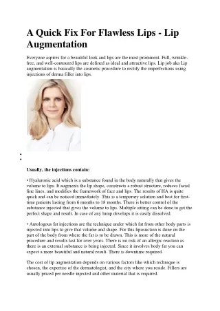 a quick fix for flawless lips lip augmentation