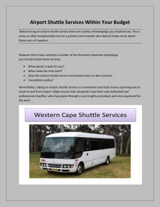 airport shuttle services within your budget