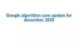 Google Algorithm Core Update for December 2020