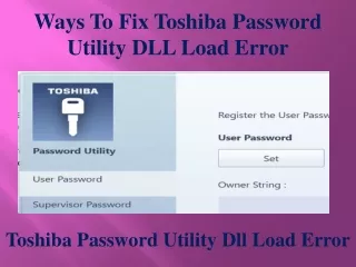 ways to fix toshiba password utility dll load