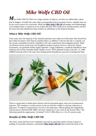 Mike Wolfe CBD Oil Reviews "Where to Buy" Benefits & Side Effects (Website)!