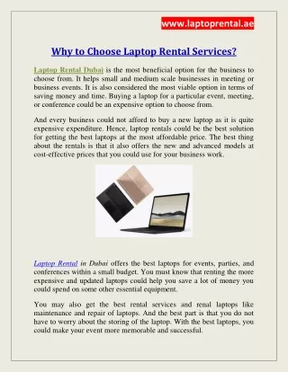 Why to Choose Laptop Rental Services?