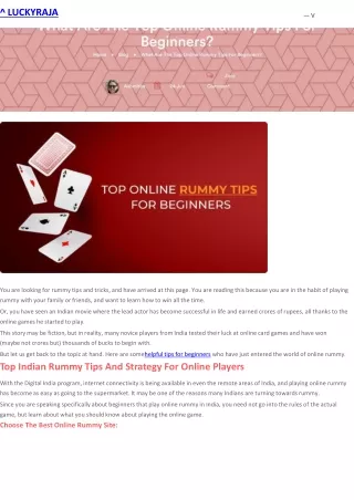 What Are The Top Online Rummy Tips For Beginners?