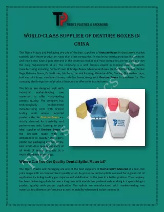 World-Class Supplier of Denture Boxes in China