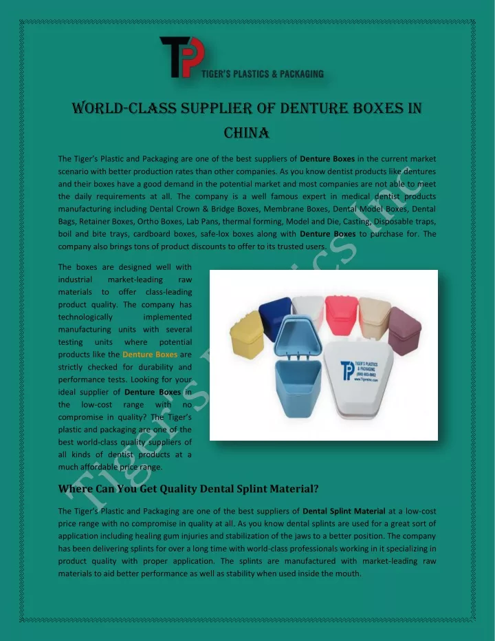 world class supplier of denture boxes in china