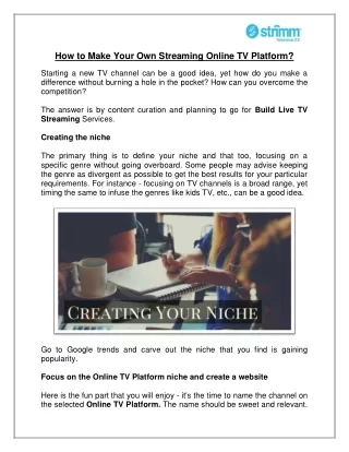 how to make your own streaming online tv platform