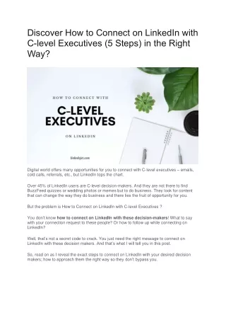 Discover How to Connect on LinkedIn with C-level Executives (5 Steps) in the Right Way?
