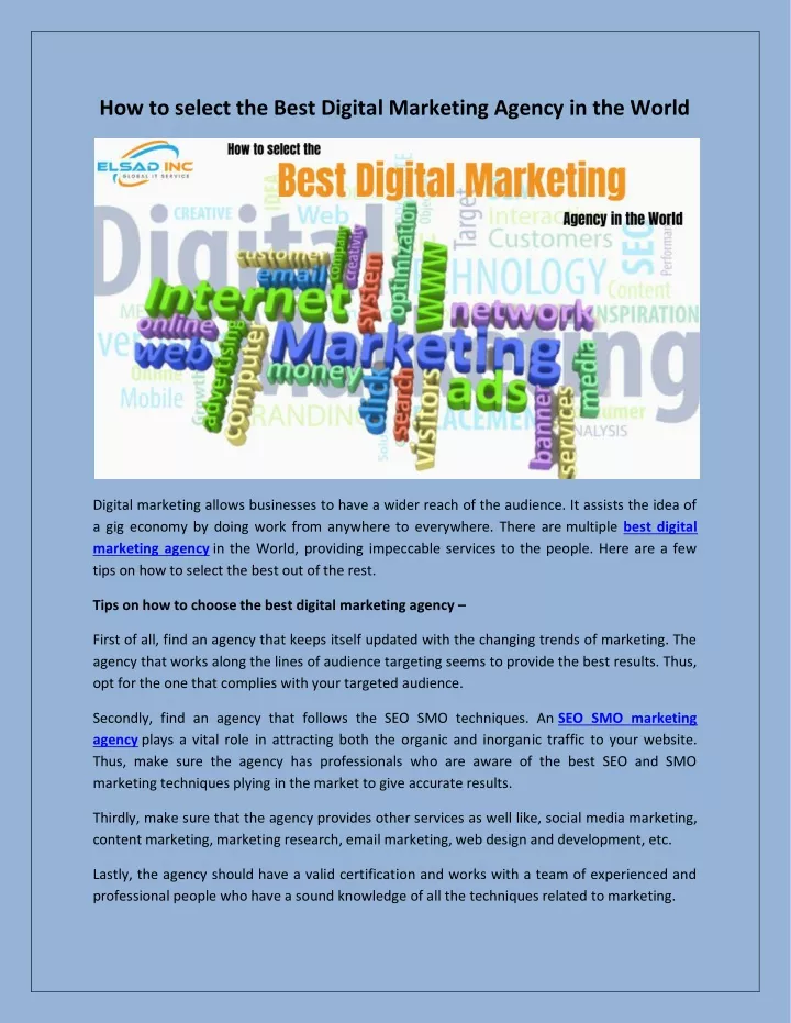 how to select the best digital marketing agency