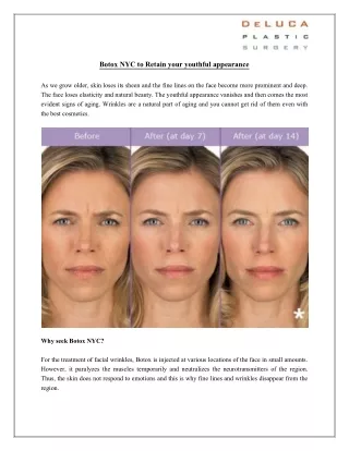 Botox NYC to Retain your youthful appearance