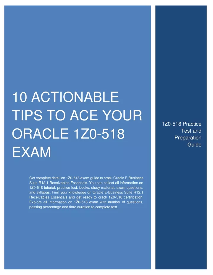 10 actionable tips to ace your oracle 1z0 518 exam