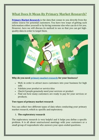 what does it mean by primary market research