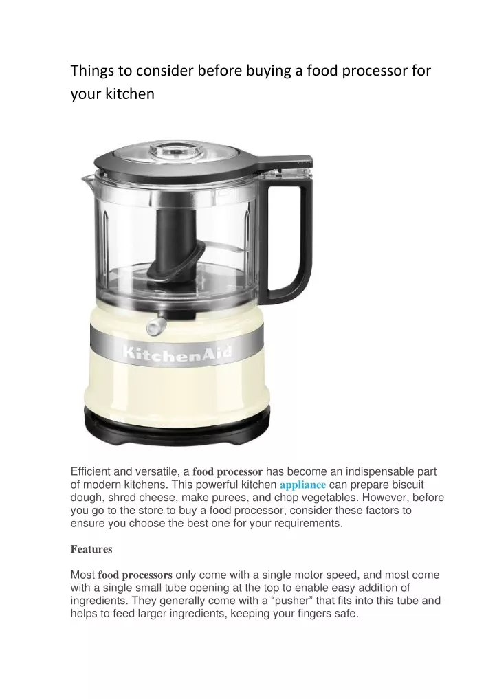 things to consider before buying a food processor
