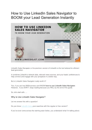 How to Use LinkedIn Sales Navigator to BOOM your Lead Generation Instantly