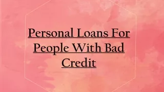 Personal Lons  For People With Bad Credit