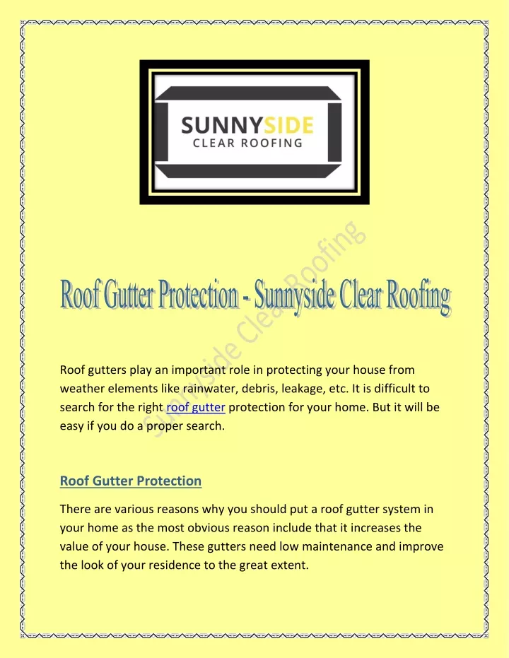 roof gutters play an important role in protecting