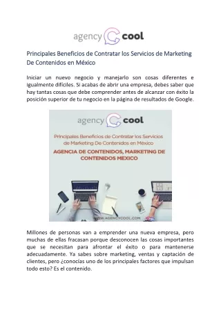 Principales Beneficios de Contratar los Servicios de Marketing De Contenidos en México