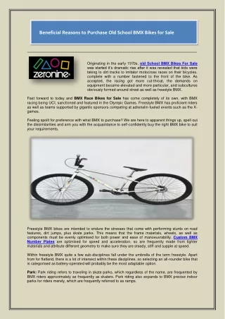 Beneficial Reasons to Purchase Old School BMX Bikes for Sale