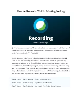 how to record a webex meeting no lag