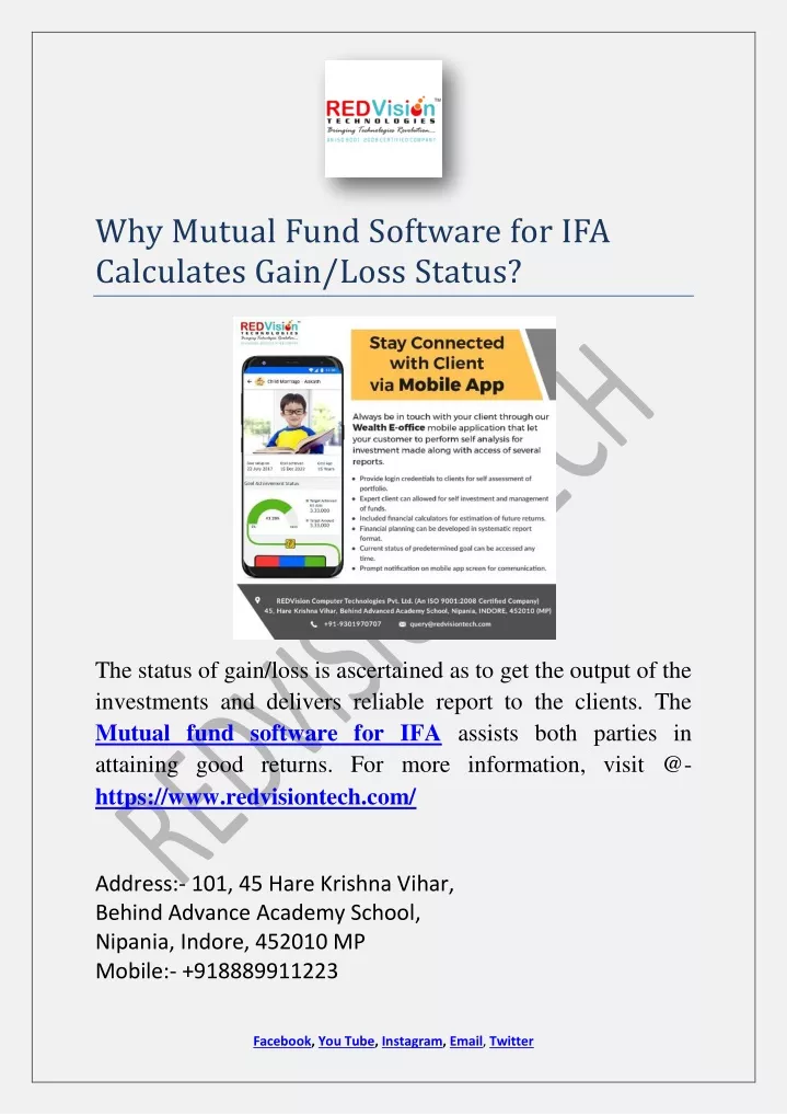 why mutual fund software for ifa calculates gain