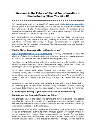 welcome to the future of digital transformation