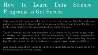 how to learn data science programs to get succes