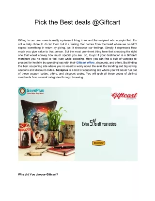 pick the best deals @giftcart