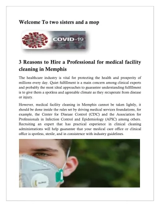 3 Reasons to Hire a Professional for medical facility cleaning in Memphis