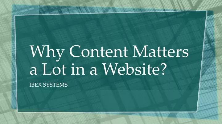 why content matters a lot in a website
