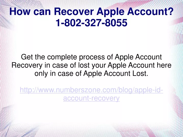 how can recover apple account 1 802 327 8055