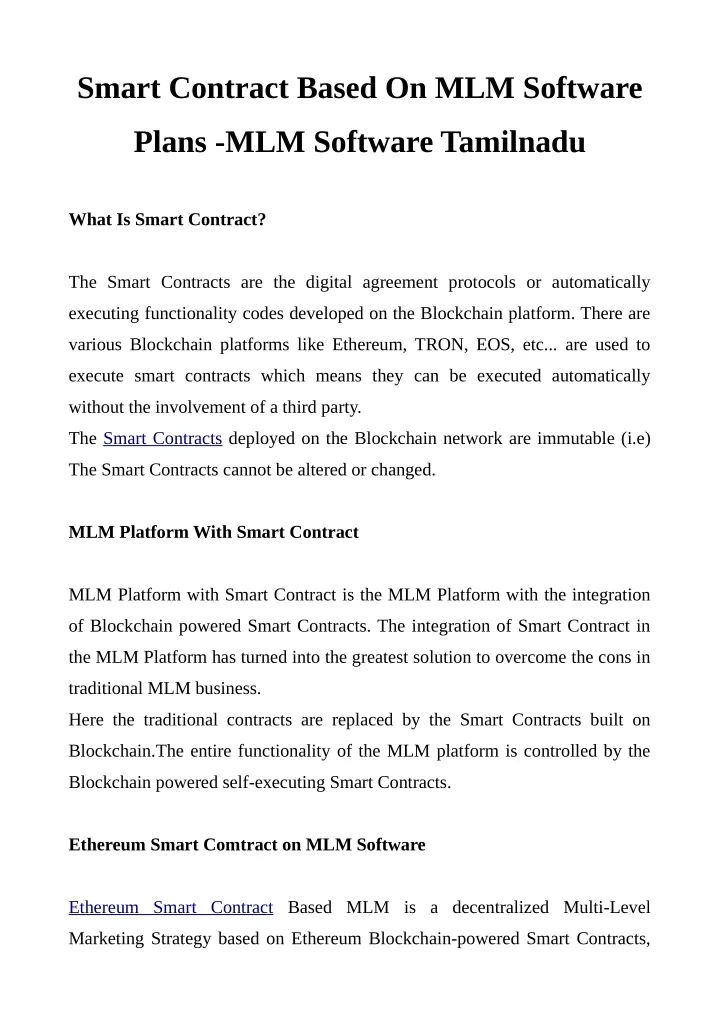 smart contract based on mlm software