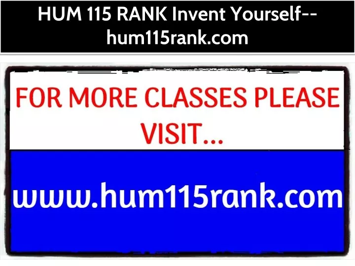 hum 115 rank invent yourself hum115rank com