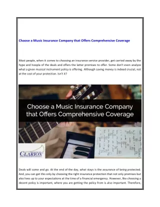 choose a music insurance company that offers