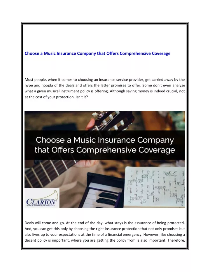 choose a music insurance company that offers