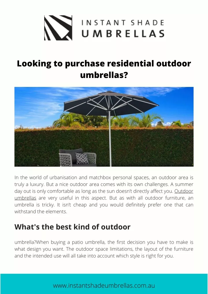 looking to purchase residential outdoor umbrellas