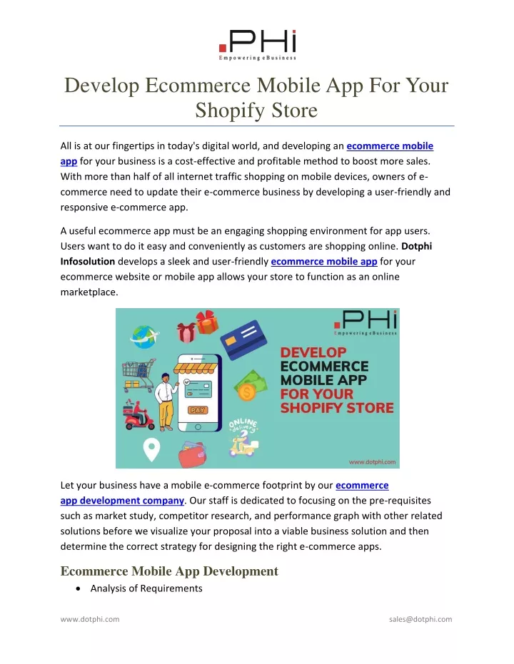develop ecommerce mobile app for your shopify