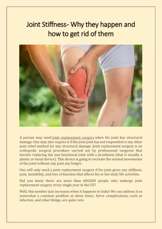Joint Stiffness - Why they happen and how to get rid of them