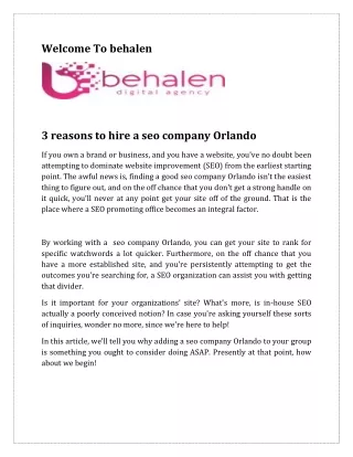 3 reasons to hire a seo company Orlando
