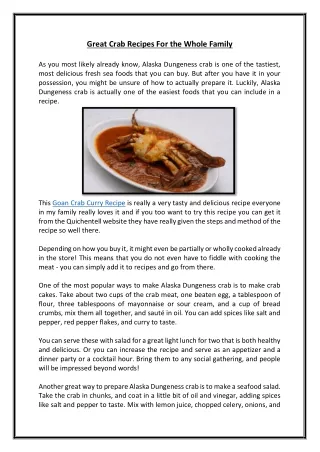 great crab recipes for the whole family
