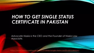 How to get single status certificate in Pakistan - Advocate Nazia