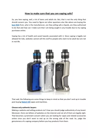 How to make sure that you are vaping safe?
