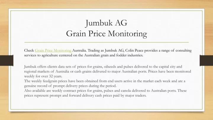 jumbuk ag grain price monitoring