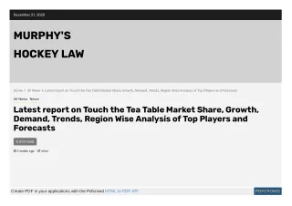 Latest report on Touch the Tea Table Market Share, Growth, Demand, Trends, Region Wise Analysis of Top Players and Forec