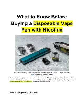 What to Know Before Buying a Disposable Vape Pen with Nicotine