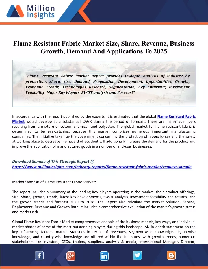 flame resistant fabric market size share revenue