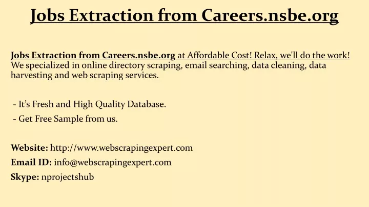 jobs extraction from careers nsbe org