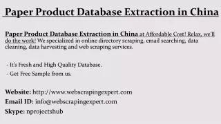 paper product database extraction in china