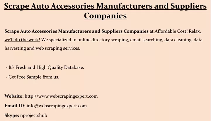 scrape auto accessories manufacturers and suppliers companies