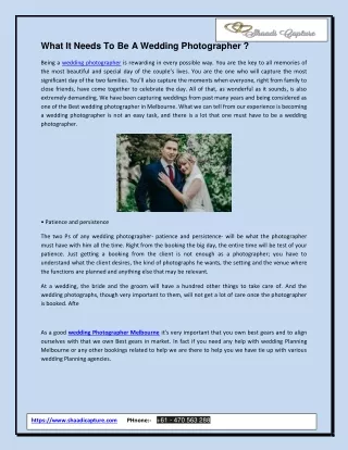 what it needs to be a wedding photographer